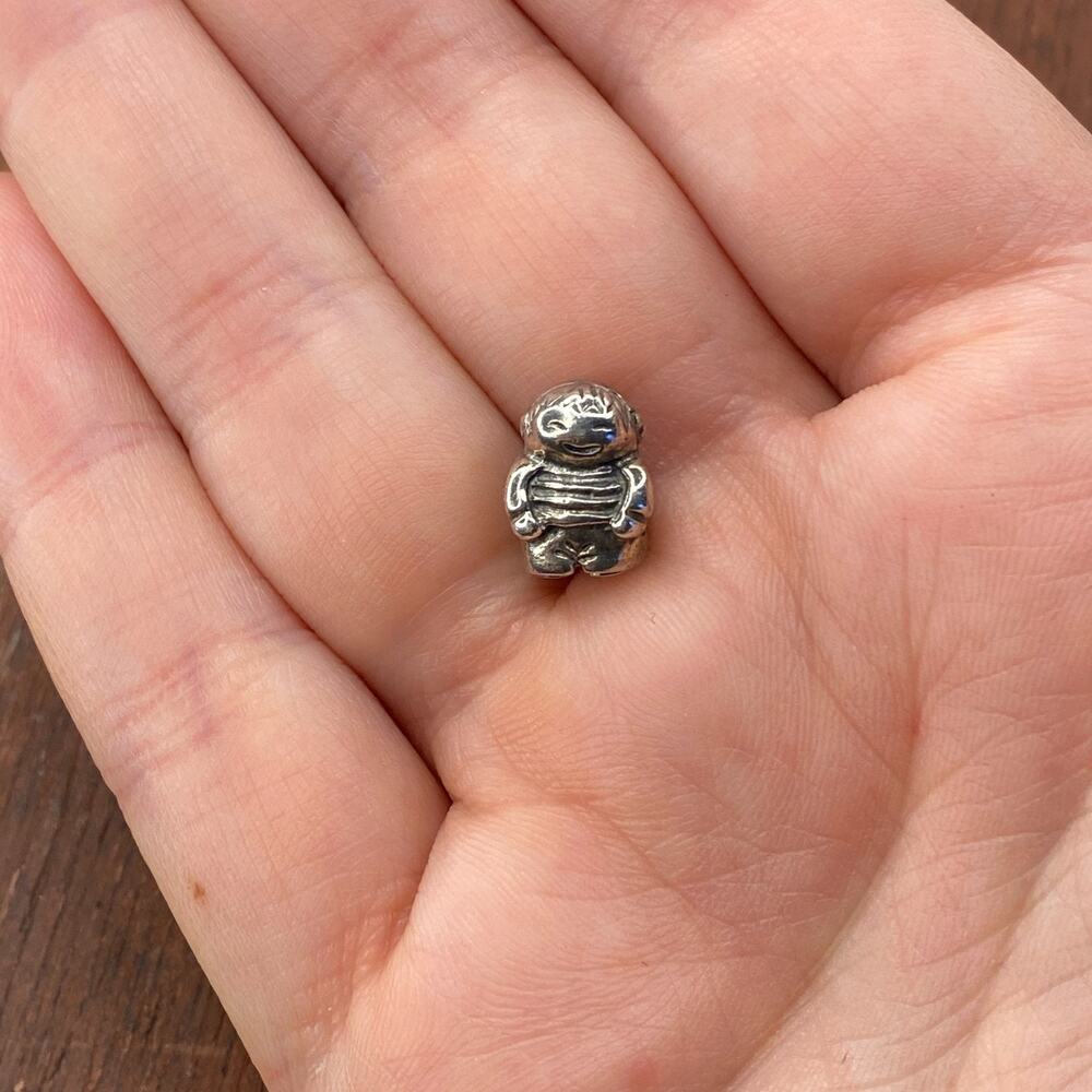 Pandora Sterling Silver Retired Young Boy Family Bead Charm Bracelet 790360